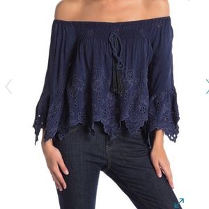 Vintage Havana off shoulder eyelet top